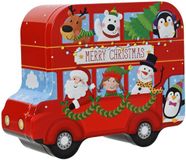 Decoris boîte de rangement Noël bus rouge 19x15,5x7cm décoration de Noël.