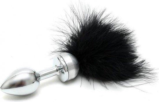 Rimba - Buttplug RVS Met veren - Zwart