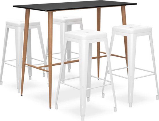 vidaXL 5-delige Barset zwart en wit