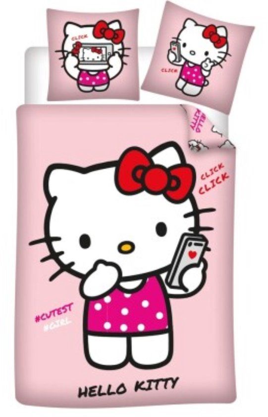 4KidsOnly Hello Kitty Dekbedovertrek roze 140 x 200 cm