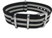 MAX Horlogeband 5 NTS022 Nato Horlogeband - Ø18 mm - Zwart / Grijs / Zilverkleurig