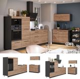 Vicco Keuken Fame-Line, Goudkleurig Eiken/Antraciet, 380 cm zonder werkblad