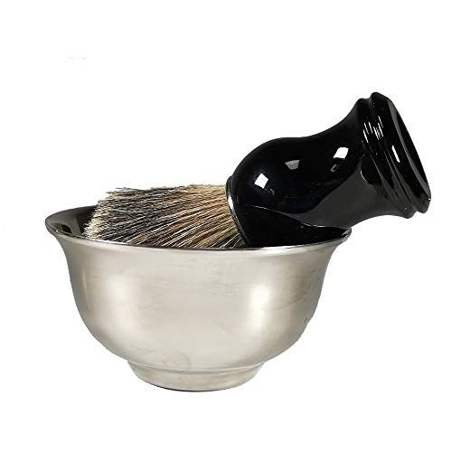 YMZ 2 STKS Rvs Scheren Zeep Kom Reverse Side Bubble Bowl Scheerborstel met Hars Handvat Baard Borstel voor Mannen