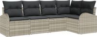 vidaXL Tuinbank Set Lichtgrijs Polyrattan 5-delig Inclusief Tafel