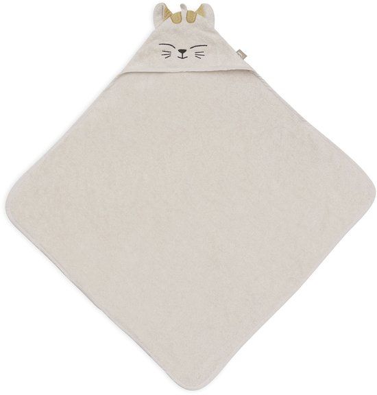 Jollein Badcape Baby - 100% Badstof Katoen - 75x75 cm - Charlie Cat Terry