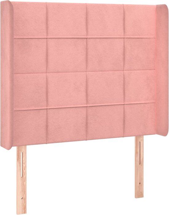 vidaXL Hoofdbord met randen 93x16x118/128 cm fluweel roze