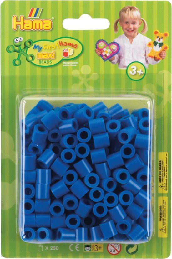 Hama Perlen 8509 strijkkralen verpakking - ca. 250 Maxi knutselkralen - blauw
