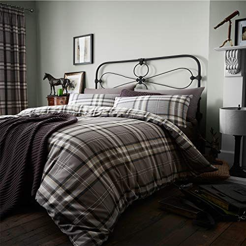 Catherine Lansfield Kelso Cotton Rich Double Duvet Cover Set Charcoal - 5054480546324