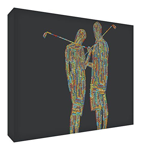 Feel Good Art Canvas Print, Golf Couple, 30x20x4cm, Small, Multicolor on Black