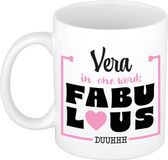 Bellatio Decorations Naam mok Vera - wit - Fabulous - keramiek - 300 ml