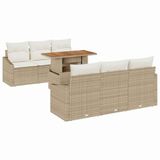 vidaXL Tuinbank Set 7-delig Beige en Crème