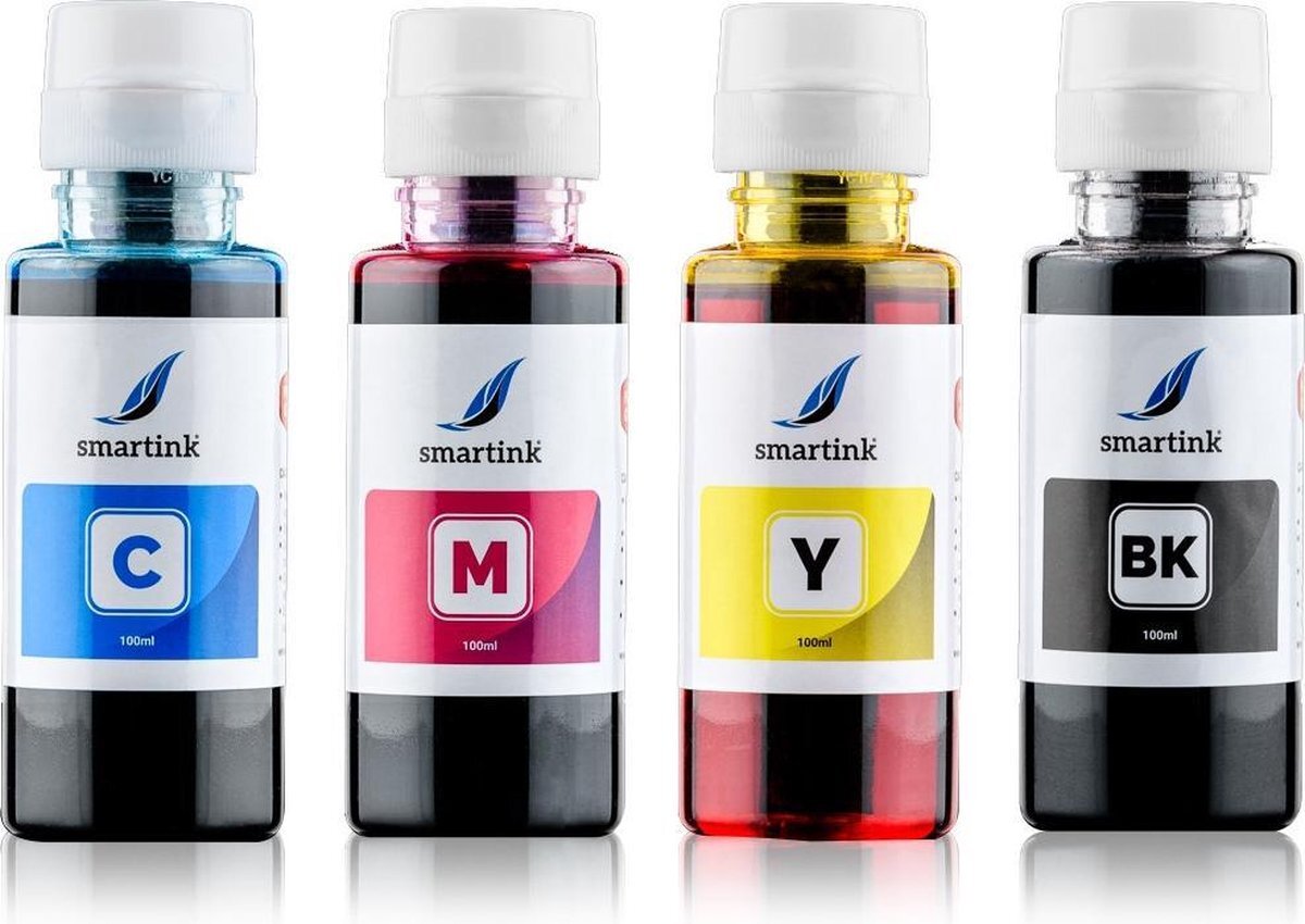 Smart ink Geschikt inkt HP SmartTank Plus 650 HP32 XL HP31 navulinkt inktflesjes 4x100 ml Huismerk