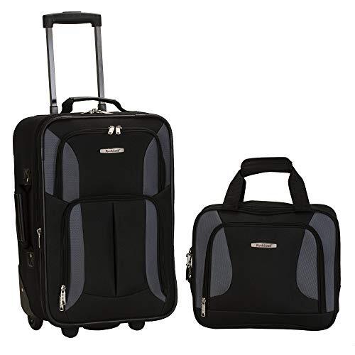 Rockland Mode Softside rechtopstaande bagageset, Zwart/Grijs, 2-Piece Set (14/19), Bagage Set