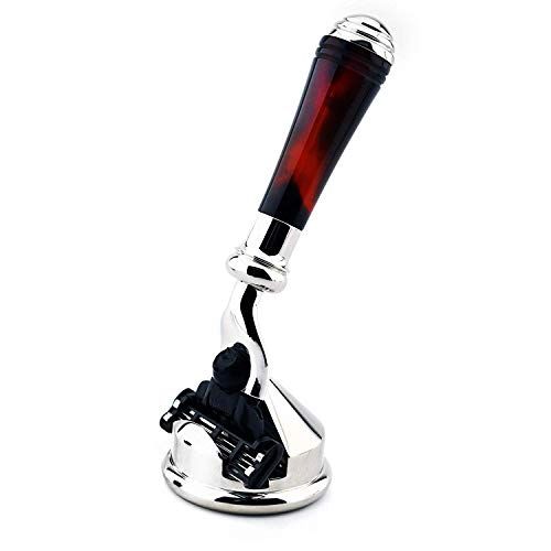 Jag Shaving Schildpatt-scheerapparaat met 1 driekantige cartridge gemakkelijk te verwisselen. Nieuw mini-handvat ontwerp + roestvrijstalen houder perfecte scheerbeurt duo geweldig als cadeau.