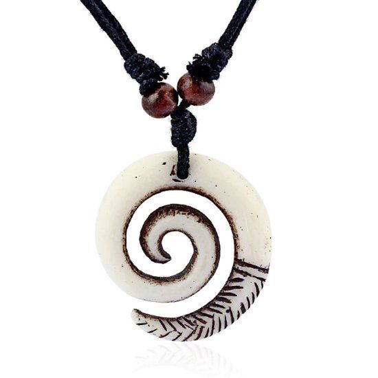 LGT JWLS Lookinggoodtoday Touw Ketting voor Mannen met Witte Ronde Kettinghanger van Hars