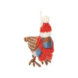 Pendentif de Noël oiseau avec bonnet et écharpe feutre