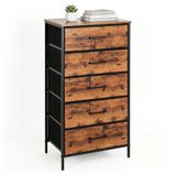 Merkloos Relaxdays Ladekast - 94 x 45 x 30 cm - Slaapkamer - Bruin-Zwart