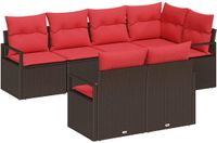vidaXL Tuinbank - Set - Bruin en Rood - polyrattan