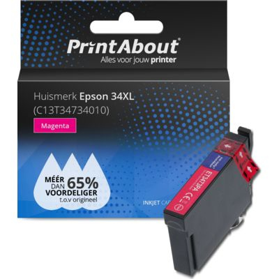 PrintAbout Huismerk Epson 34XL (C13T34734010) Inktcartridge Magenta Hoge capaciteit