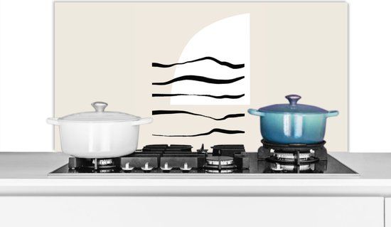 KitchenYeah Keuken Spatscherm - 100x50 cm - Pastel Abstract Design - Aluminium