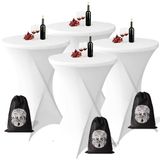 Aventara Statafelrok Wit x 4 – ∅80-85 x 110 cm inclusief Opbergtas – Statafelhoes Stretch Stof – Kras- en Vouwvrije Tafelhoezen Extra Dik – Sta Tafelrok – Statafelhoezen Voor Horeca, Evenementen, Feest, Bruiloft en Partijen