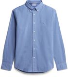 Tommy Hilfiger Heren Lange Mouwen Shirt Katoen XL Blauw/Enziaan/Wit