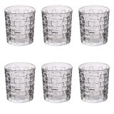 Villa d'Este Home Tivoli Set van 6 waterglazen van glas 275 ml vlechtdecoratie cottage
