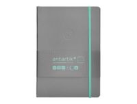 Antartik Notitieboek met elastiek, witte omslag, A5 vellen, gestreept, grijs en turquoise, 80 vellen, 80 g/m², FSC