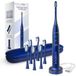 BarberBoss Sonic-tandenborstel voor volwassenen, elektrische tandenborstel met 6 opzetborstels, 5 poetsmodi × 3 intensiteitsniveaus, druksensor, reiskoffer en batterij met lange levensduur, QR-7306