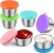 Merkloos Salade dressing bakjes 6 st - Duurzame Snackdoosjes - Diepvriesbakjes - Lunchbox Seal cup - Voorraaddoosjes Met Deksel Uit Silicone - Roestvrijstalen kleine kruidencontainer met deksel - Dressing Bakje - Herbruikbaar - Lekvrij - Voor Snack/Dips/Salad