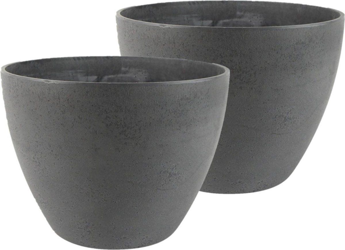 Steege Bloempot/plantenpot - Donkergrijs - Ø29 cm - 3 stuks