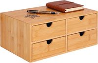 Merkloos Relaxdays Bureau organizer - met 4 lades - bamboe