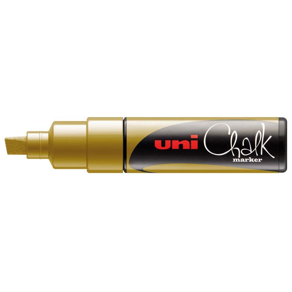 Uni-Ball PWE-8K Chisel Tip Chalk Marker - Gold - 8mm - Single