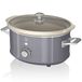 Swan Retro SF17021GRNENEW kookpan, 3,5 l, afneembare container, anti-aanbaklaag, PFOA en PTFE-vrij, 3 temperatuurniveaus, glazen deksel, slow cooker, vintage design, grijs, 200 W