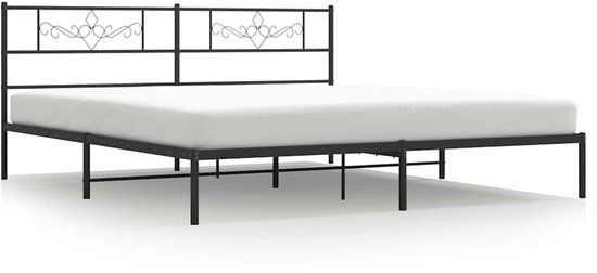 vidaXL Bedframe met hoofdbord metaal zwart 193x203 cm