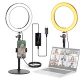 NEEWER 10 inch 20 W LED ringlamp met bureaustandaard telefoonhouder compatibel met iPhone Laptop tweekleurig 2900K - 7000K USB C PD ingang CRI97+ 1660LX / 0,5 m selfie make-up TikTok videolicht RH10B