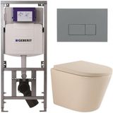 Geberit QeramiQ Dely Toiletset - Diepspoel - Rimless - Inbouwreservoir UP320 - Softclose Toiletzitting - Bedieningsplaat Licht Grijs