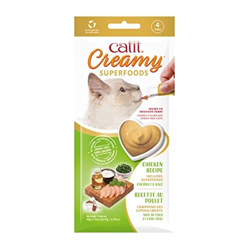 catit Creamy Superfood likpasta voor katten met kippenvlees en superfoods kokos en boerenkool