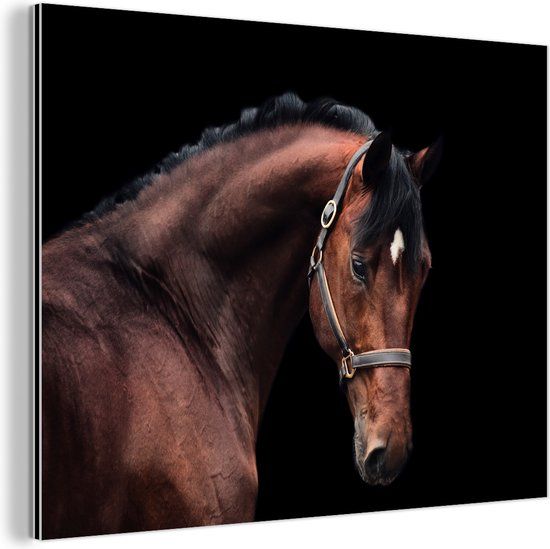 MuchoWow Industriële Wanddecoratie Paard - Aluminium Schilderij 120x90cm
