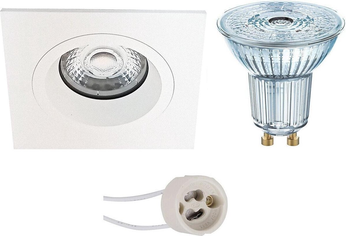 Osram - LED Spot Set - Parathom PAR16 930 36D - Proma Rodos Pro - GU10 Fitting - Dimbaar - Inbouw Vierkant - Mat Wit - 3.7W - Warm Wit 3000K - 93mm