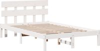 vidaXL Bedframe met hoofdeinde, wit, 120 x 200 cm, massief grenenhout