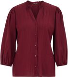 WE Fashion Dames blouse met structuur - Burgundy red - S