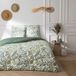 Future Home Parure de lit réversible 260x240cm en coton 57 fils – Imprimé végétal vert – Lavable 60°c – Ensemble 2 personnes avec 2 taies