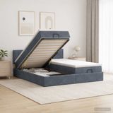 vidaXL Ottoman bed met matras en hoofdeinde, 2 stuks, donkergrijs, fluweel