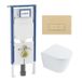 Geberit QeramiQ Dely Toiletset - 36.3x51.7cm - Geberit UP720 inbouwreservoir - rimless - diepspoel - 35mm zitting - softclose - bedieningsplaat beige - rechthoekige knoppen - glans wit