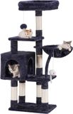 Markenlos Shandong Jiuyuan Network Technology Co.,Ltd Kattentoren met speelgoed, kattentoren voor binnenkatten: gewatteerde pluche baars, hangmat en sisal krabpalen - rookgrijs