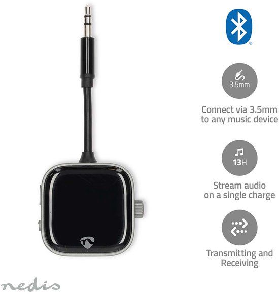 Nedis Bluetooth Zender / Ontvanger - USB-C - Bluetooth 5.3 - Zwart