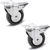 Ganter Normelemente Institutionele wielen, Zwenkwielen met remmen 60 mm 2 wielen 100 kg Rubberen loopvlak, polypropyleen wielkern, stalen behuizing GN 22870-60-G-LF-L-ST