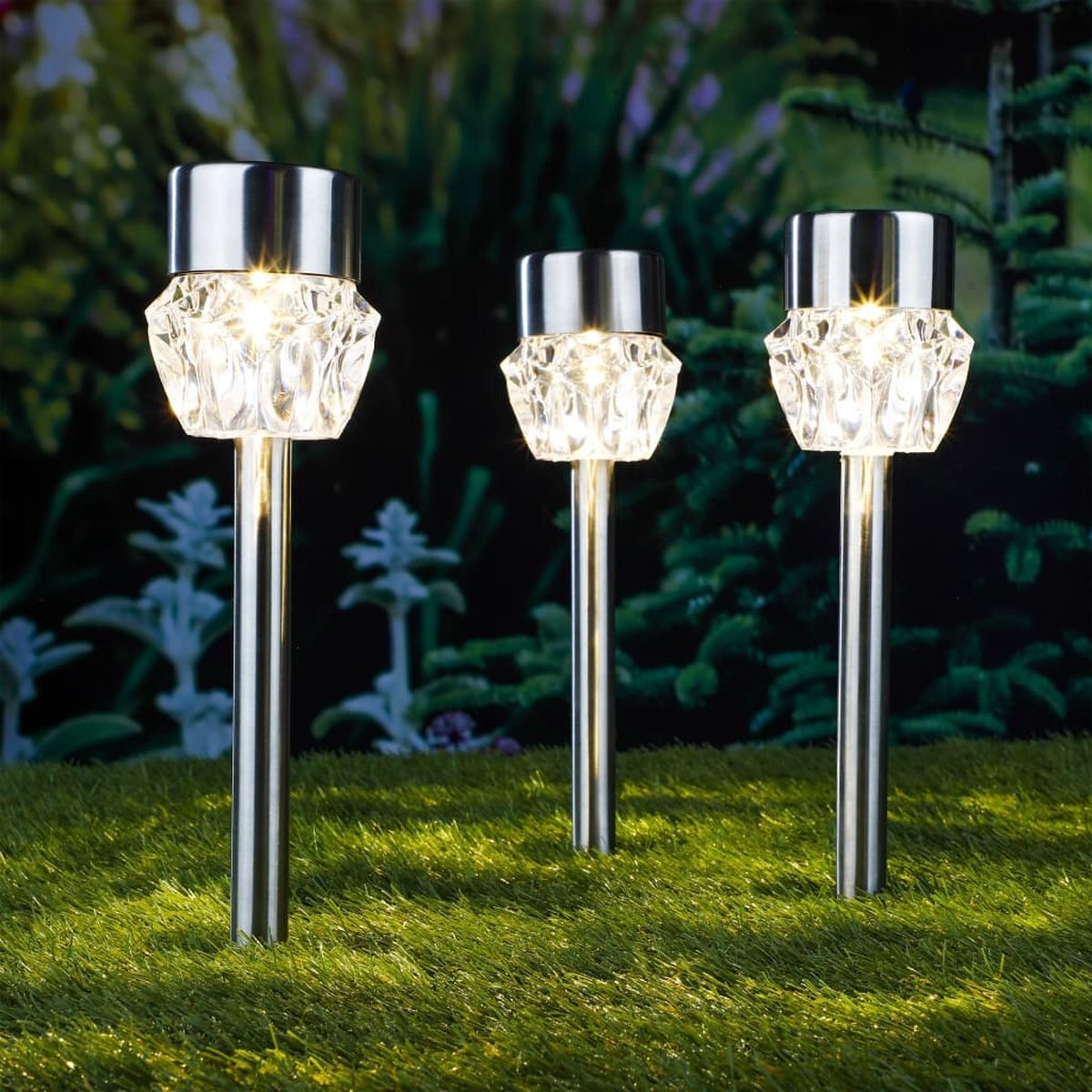 Hi Padverlichting solar LED 3 st kristal