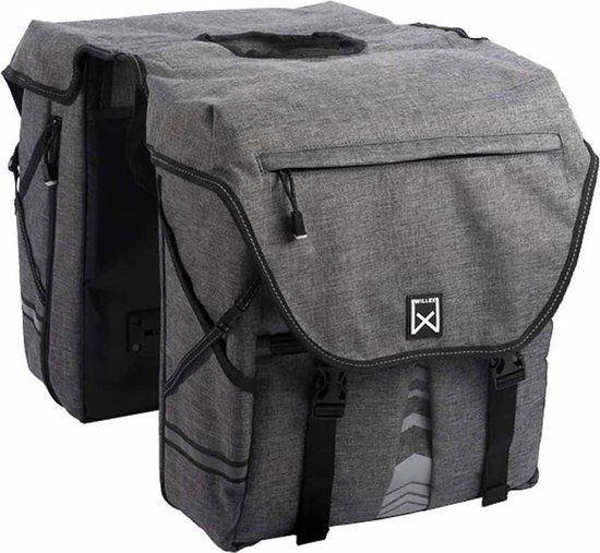 Willex Fietstassen 1200 - 20L - Antraciet - Dubbele fietstas - Achter - Polyester - Waterafstotend - Inclusief regenhoes